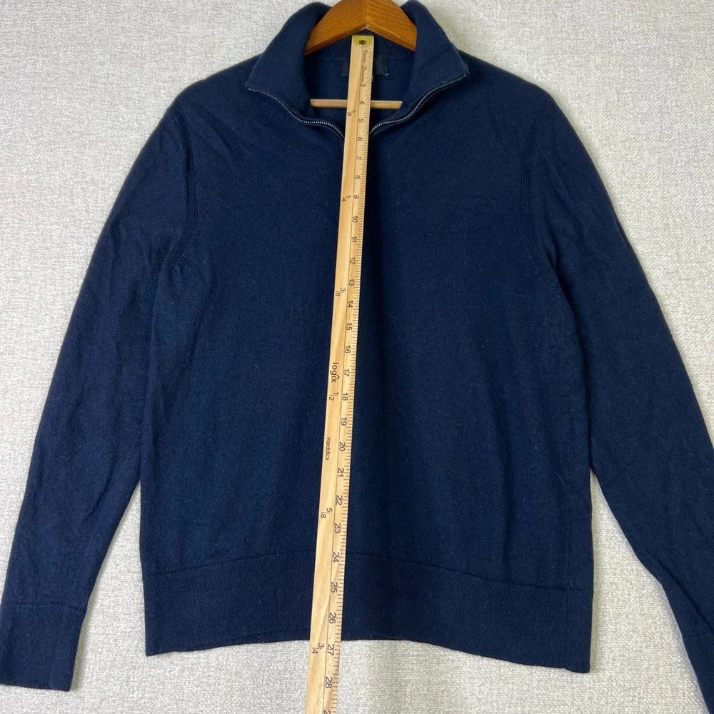 Banana Republic Mens Navy Blue 100% Extra Fine Merino Wool Quarter Zip Sweater L